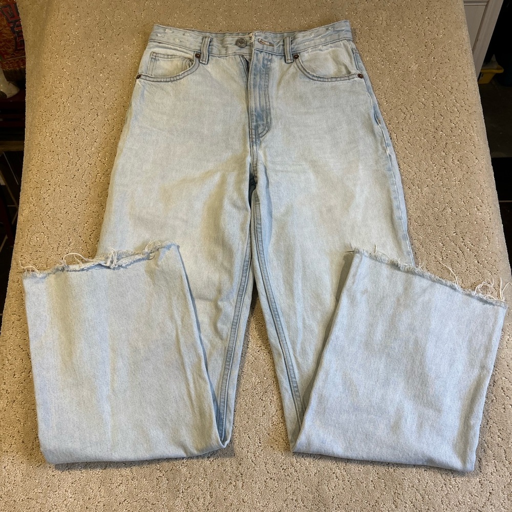 Zara Size 6 Womens Blue‎ 100% Eco Organic Grown Cotton Casual Bootcut Jeans